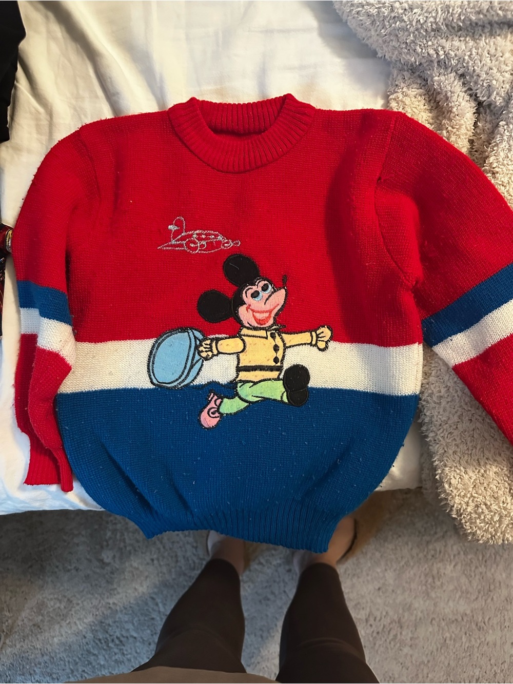 Toddler RARE Vintage Red, White & Blue Mickey Mouse Crewneck Sweater